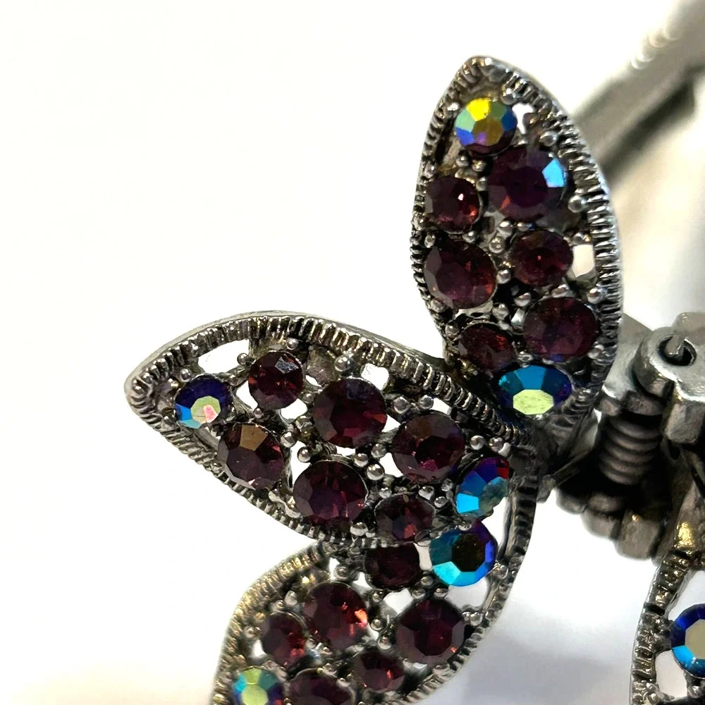 Vintage AB Rhinestone‎ Flower Hair Clip